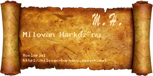 Milovan Harkány névjegykártya